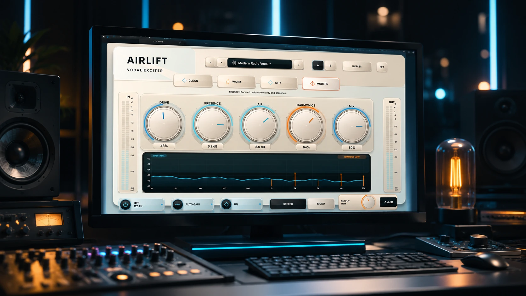 AIRLIFT Vocal Exciter plugin promo image on a studio workstation