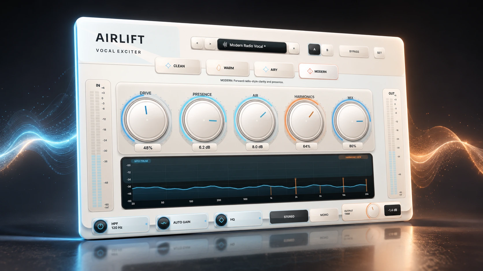 AIRLIFT Vocal Exciter angled cinematic promo render