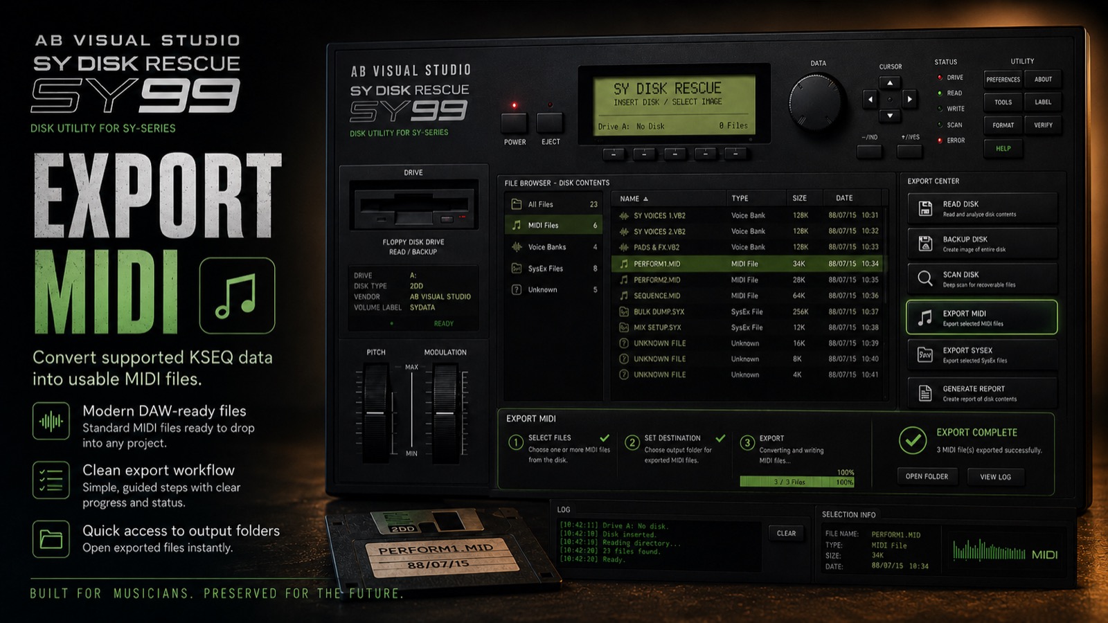 SY Disk Rescue MIDI export workflow artwork